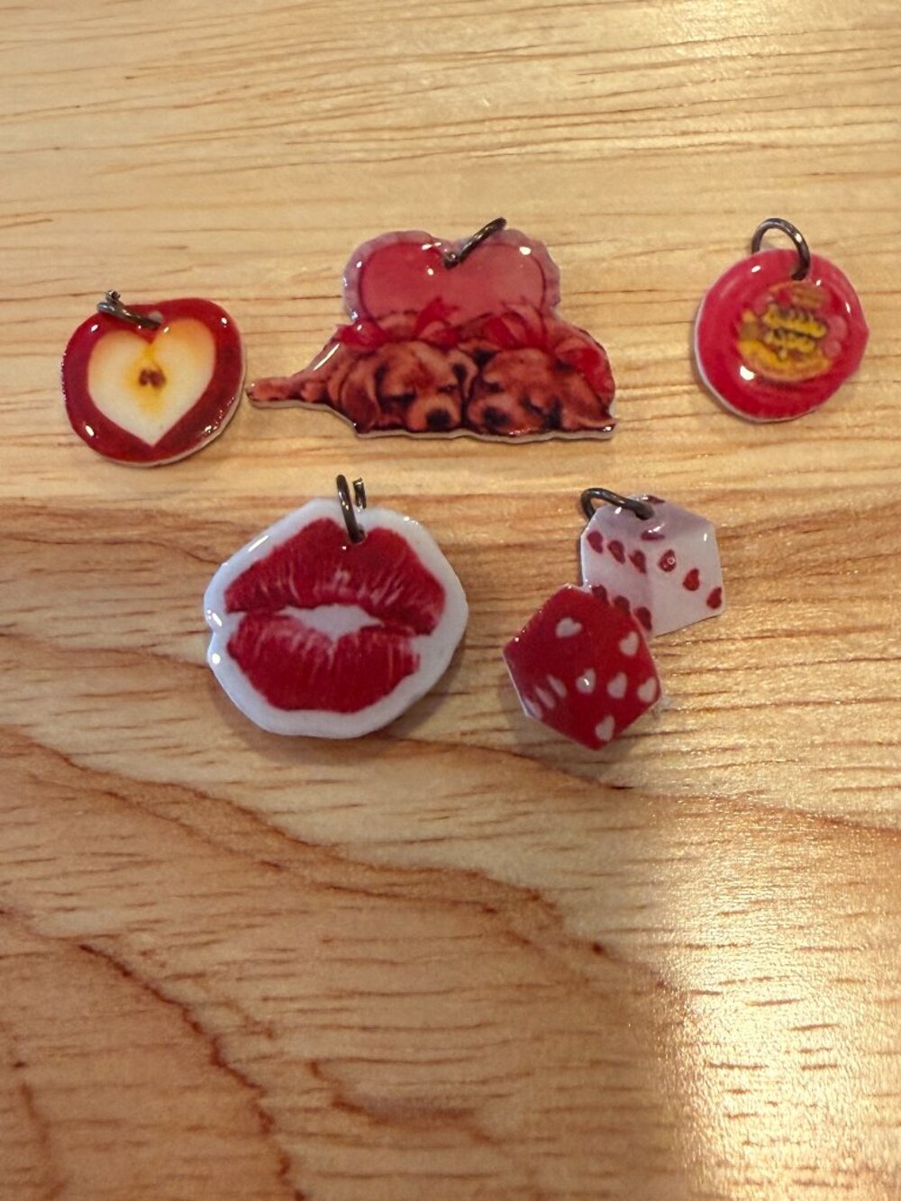 Kawaii Lover Girl Charms Set — Puppies, Heart Apple, Bubble Tape, Kiss & Dice